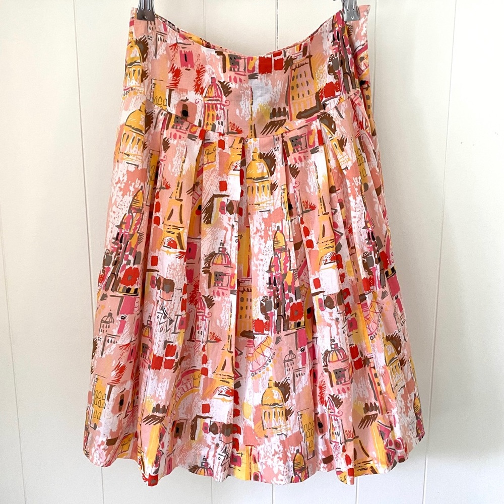 Vintage Retro Paris Print Full Skirt Sz 2